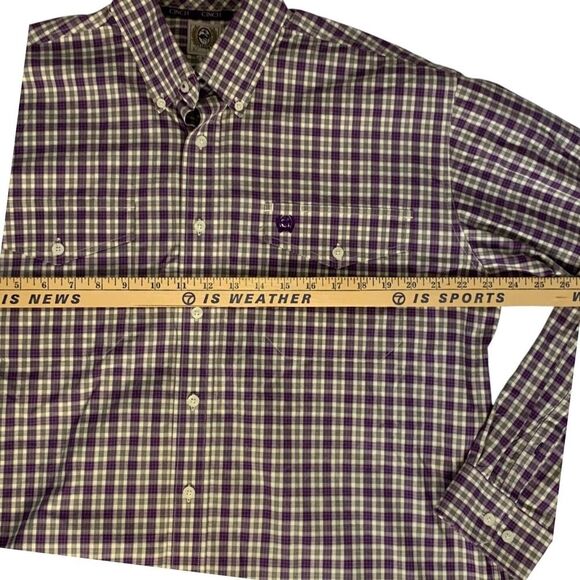 Cinch Shirt Mens Medium Purple White Plaid Button Down Cowboy Western Rodeo - Picture 13 of 16